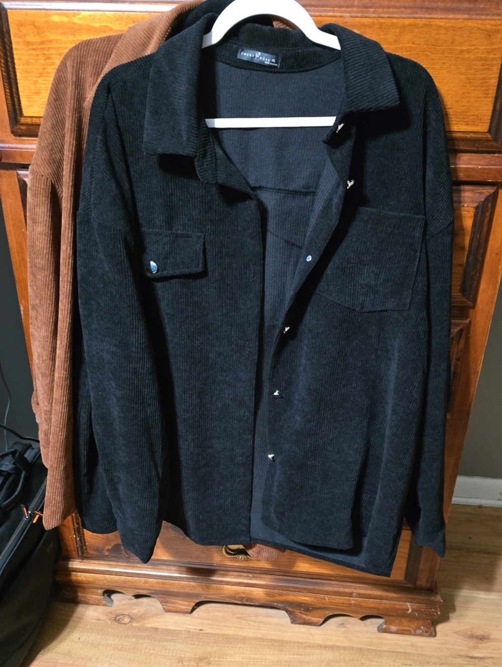 Unbranded Black Corduroy Lightweight Shirt Jacket